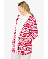 Dreams & Co. Plus Sherpa Lined Collar Microfleece Bed Jacket