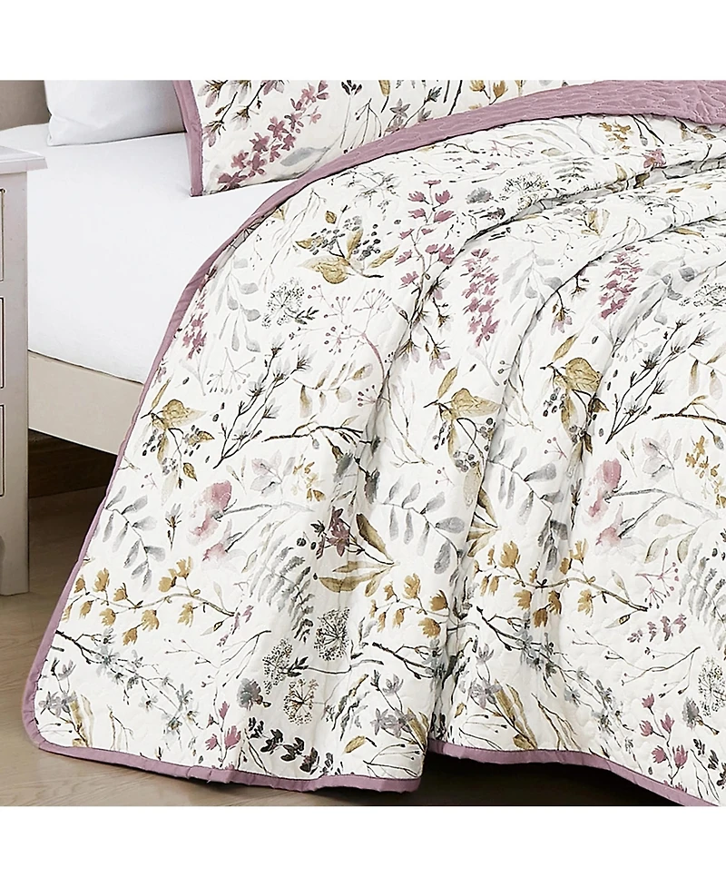 MarCielo 3 Piece Printed Quilt Set Lightweight Bedspread Set Lara - King