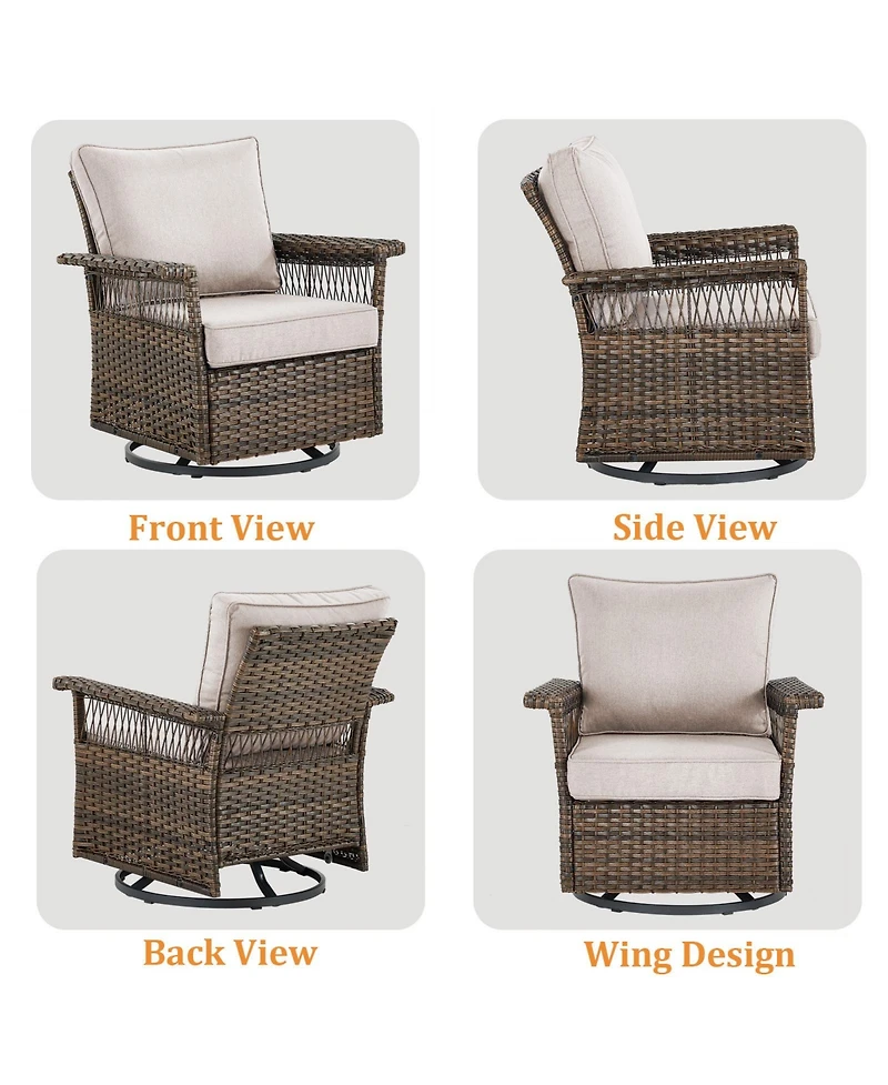 Gymojoy SeagullWing 2-Person Swivel Glider Wicker Outdoor with Olefin Cushion Patio Chairs