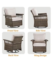 Gymojoy SeagullWing 2-Person Swivel Glider Wicker Outdoor with Olefin Cushion Patio Chairs
