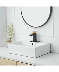 Greenspring Waterfall Single Hole Single-Handle Low-Arc Bathroom Sink Faucet With Pop-up Drain Assembly In Gold Black