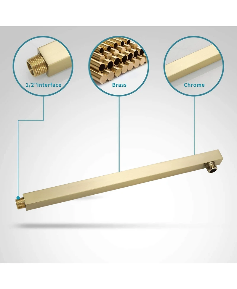 Luxurious Single Handle 2-Spray 12 in. Wall Mount Square Shower Head with Hand Shower Faucet in Brushed Gold