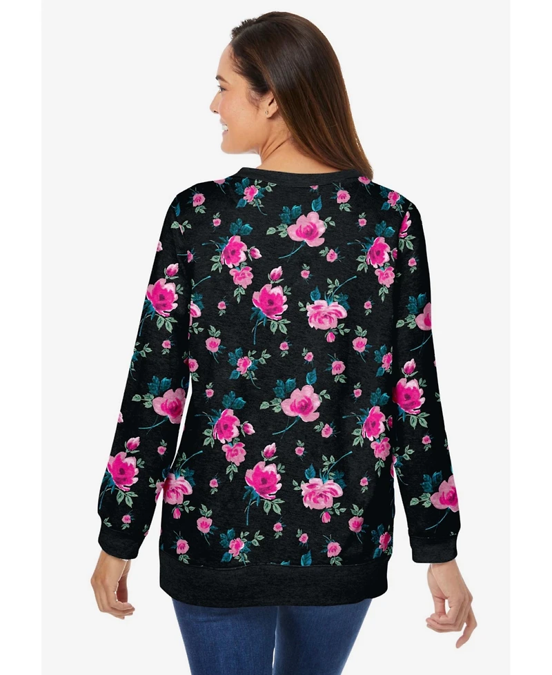 Woman Within Plus Printed Sweatshirt
