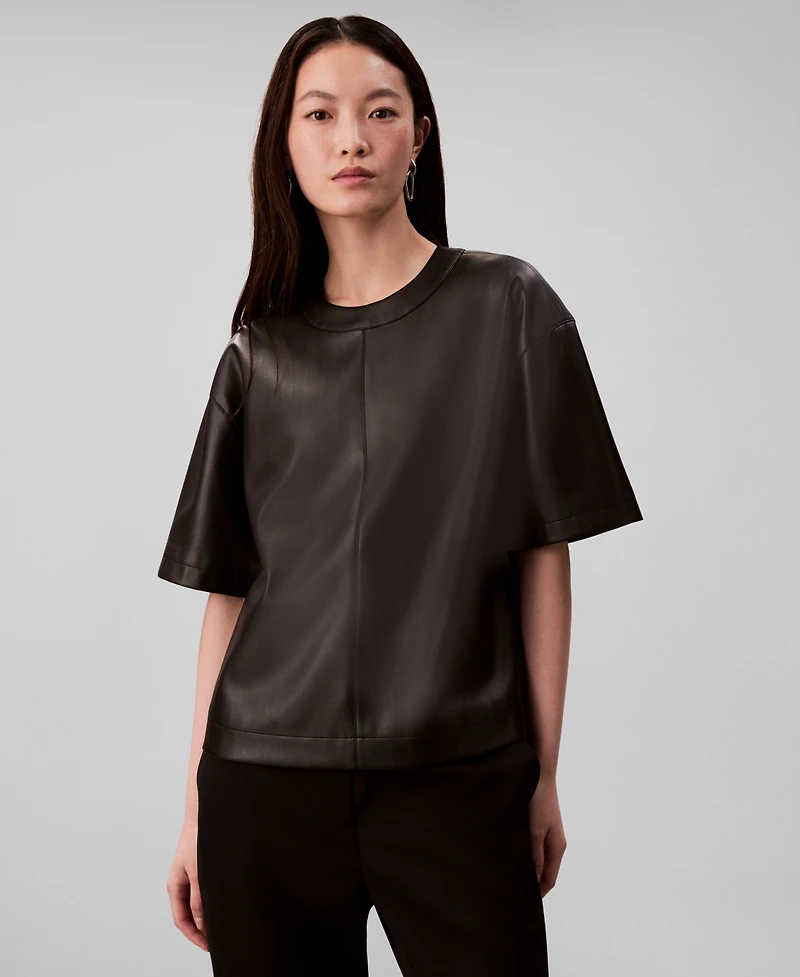 Calvin Klein Women's Crinkled Relaxed Fit Top