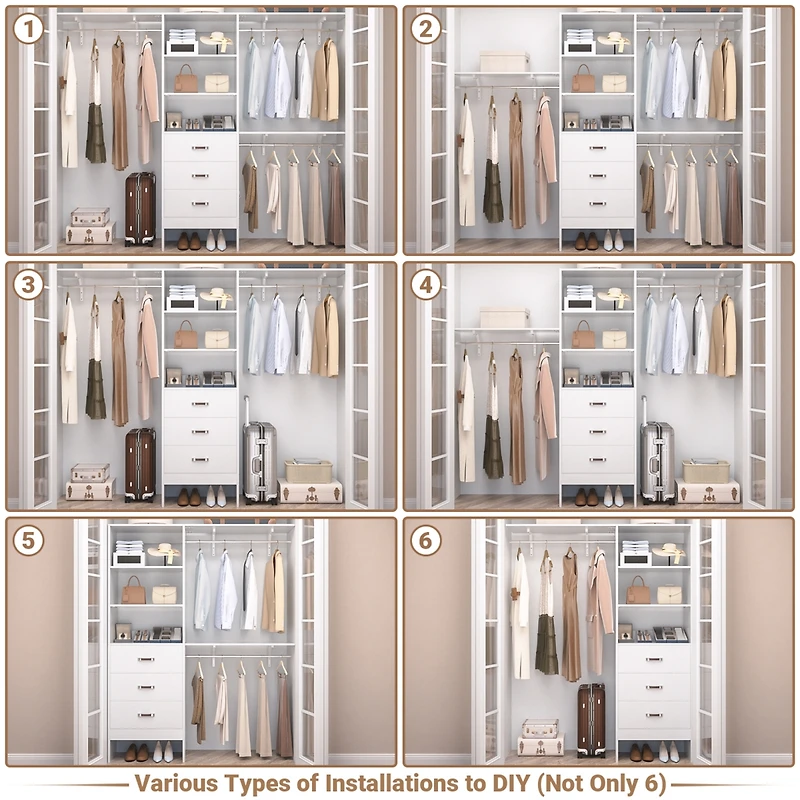 8FT Walk Closet Organizer with 3 Shelving Towers