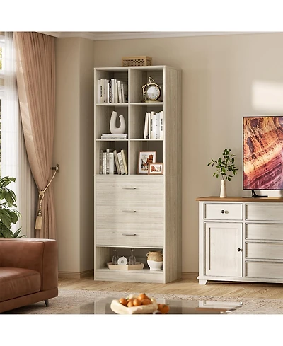 40"Corner Console Desk with Storage Shelves, Sofa Table Charge Station