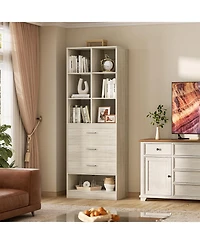 40"Corner Console Desk with Storage Shelves, Sofa Table Charge Station