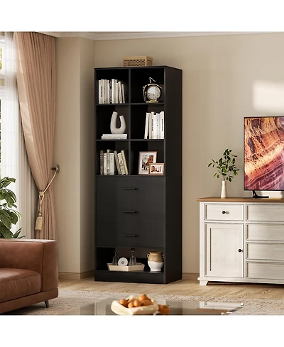 40"Corner Console Desk with Storage Shelves, Sofa Table Charge Station