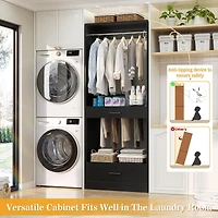 Aheaplus Closet System Organizer with Hanging Area, Freestanding Wooden Drawers