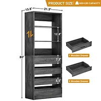 21.3'' Freestanding Closet Organizer System with 4 Drawers and Shelves