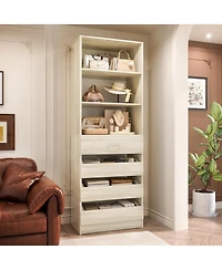 21.3'' Freestanding Closet Organizer System with 4 Drawers and Shelves