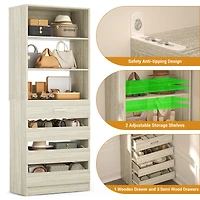 21.3'' Freestanding Closet Organizer System with 4 Drawers and Shelves