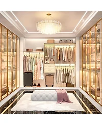 96 Inch Wall Mounted Closet Organizer System with 3 Shelves and Rods, Rack 2 Drawers