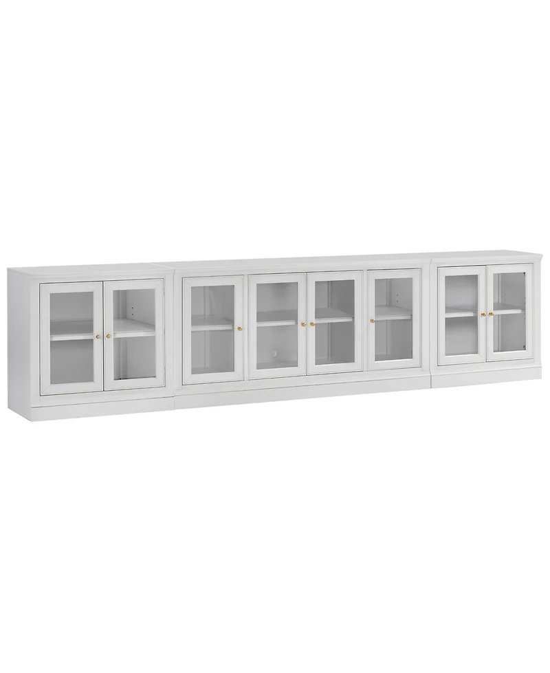 Furniture Amren 65" Wood 2 Door Console with 2 Door Hutches and 2 Door Bases