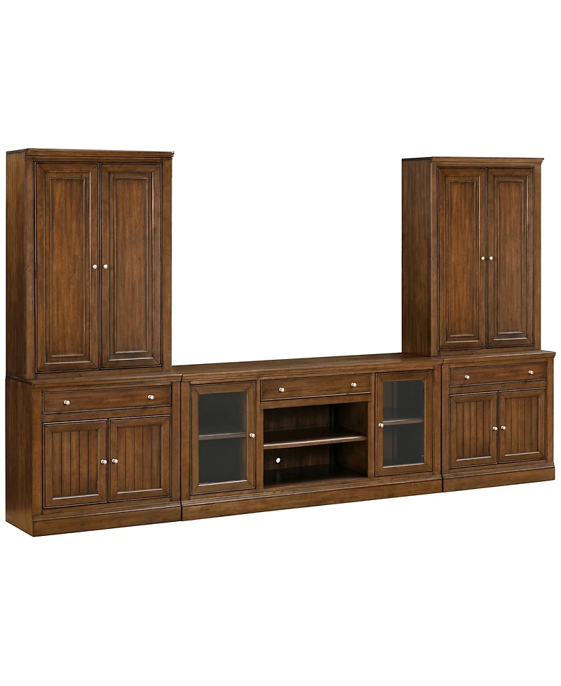 Furniture Amren 65" Wood 2 Door Console with 2 Door Hutches and 2 Door Bases with Drawers