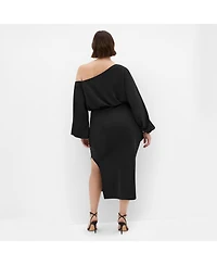 City Chic Women's Plus Alysia Tie Front Midi Dress