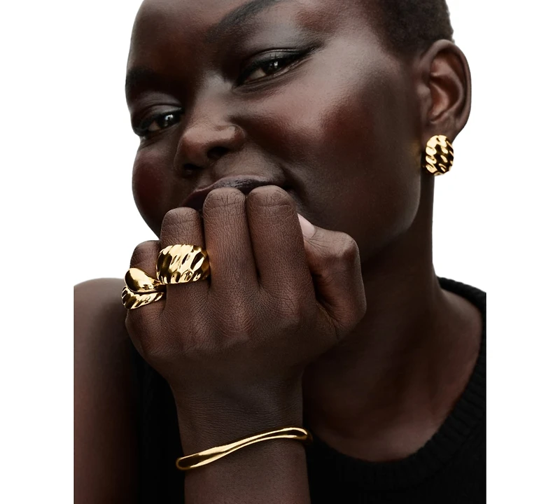 Pandora Rippled 14K Gold Plated Statement Ring