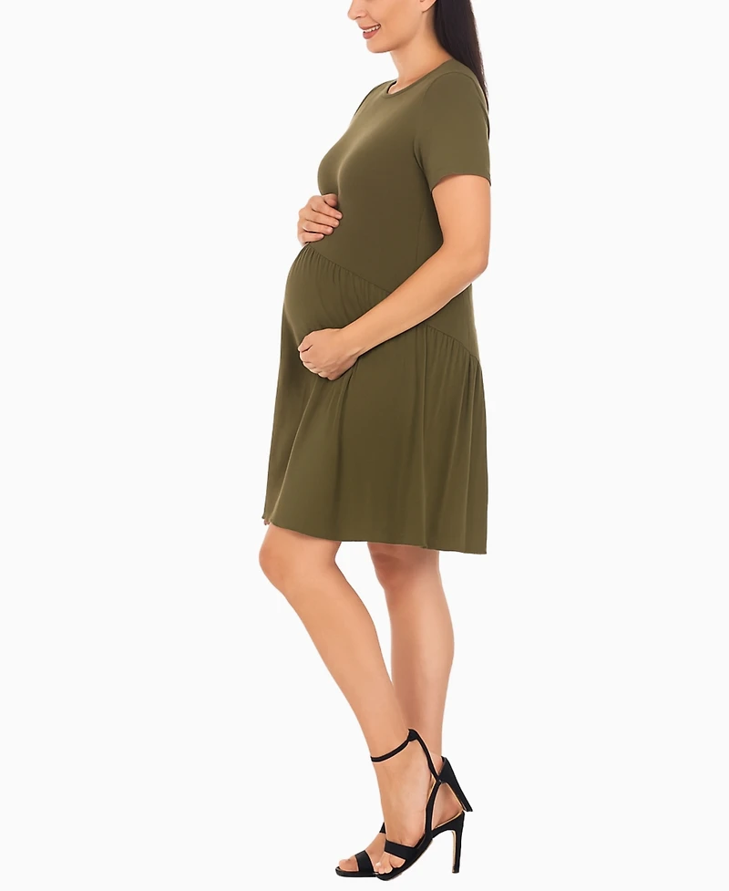 White Mark Women's Asymmetrical Waistline Maternity Dress
