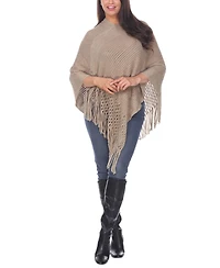 White Mark Women's Cable Knit Poncho Sweater