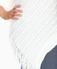 White Mark Women's Lightweight Textured Knit Poncho Sweater