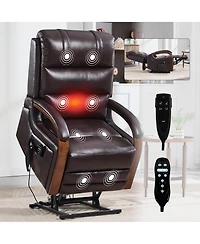 Lift Chair Dual Motor Infinite Position Recliners Up to 350 Lbs with Solid Wood Armrests and Heat Massage