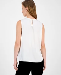 Anne Klein Women's Sleeveless Pleated-Neck Blouse