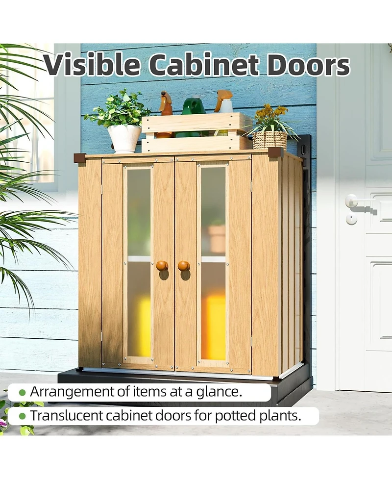 Aecojoy Small Outdoor Storage Cabinet Waterproof with Shelves, Vertical Garden Storage Sheds