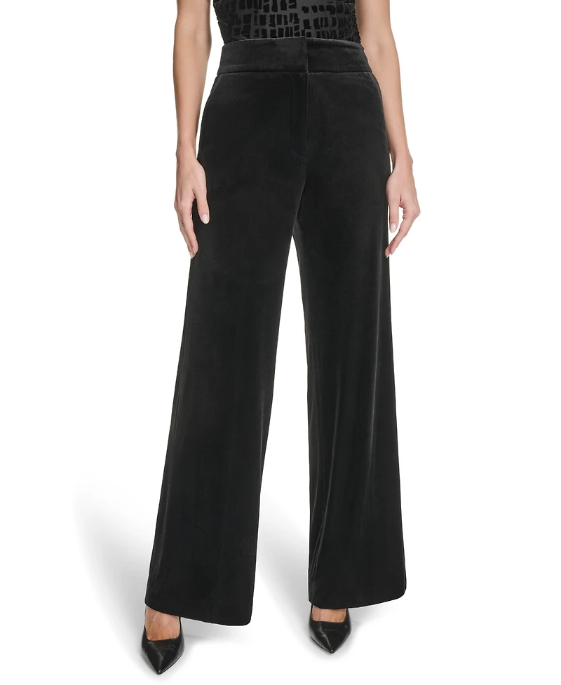 Calvin Klein Petite Wide Leg Mid-Rise Pants