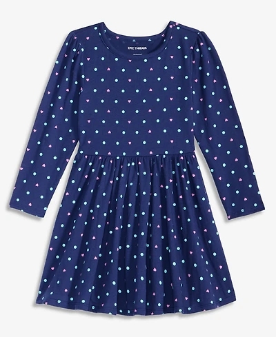 Epic Threads Girls Toddler 2T-4T Long-Sleeve Dot-Print Dress