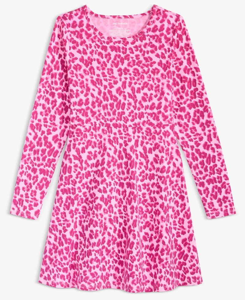 Epic Threads Girls 5-20 Long-Sleeve Leopard Print Dress, Macy's Exclusive