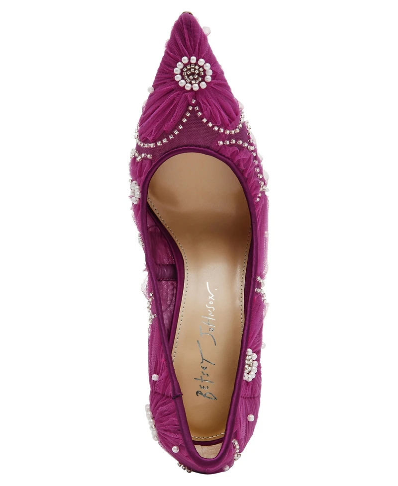 Betsey Johnson Women's Roxie Tulle Floral Applique Pumps