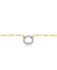 Rachel Glauber 14k Yellow Gold Plated with Clear Cubic Zirconia Square Pendant Necklace