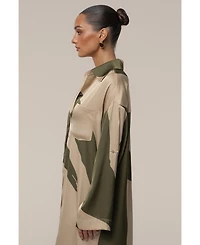 Jluxlabel Women's Satin Safari Maxi Dress