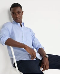 Lands' End Men's Tailored Fit No Iron Solid Supima Cotton Pinpoint Buttondown Collar Dress Shirt