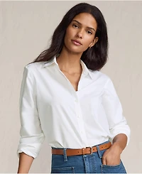 Lands' End Women's No Iron Boxy Cropped Shirt