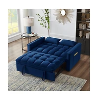 Modern Velvet Loveseat Sofa Bed with Storage & Pull-Out Bed, Compact Sleeper Couch Adjustable Recline-Maison Boucle