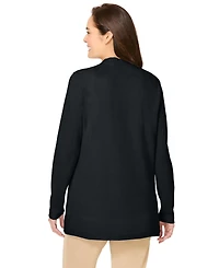 Woman Within Plus Zip Front Shaker Cardigan