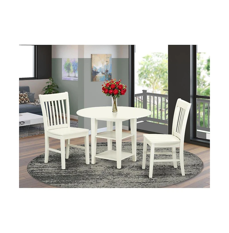 East West Furniture Dining Room Set Linen White