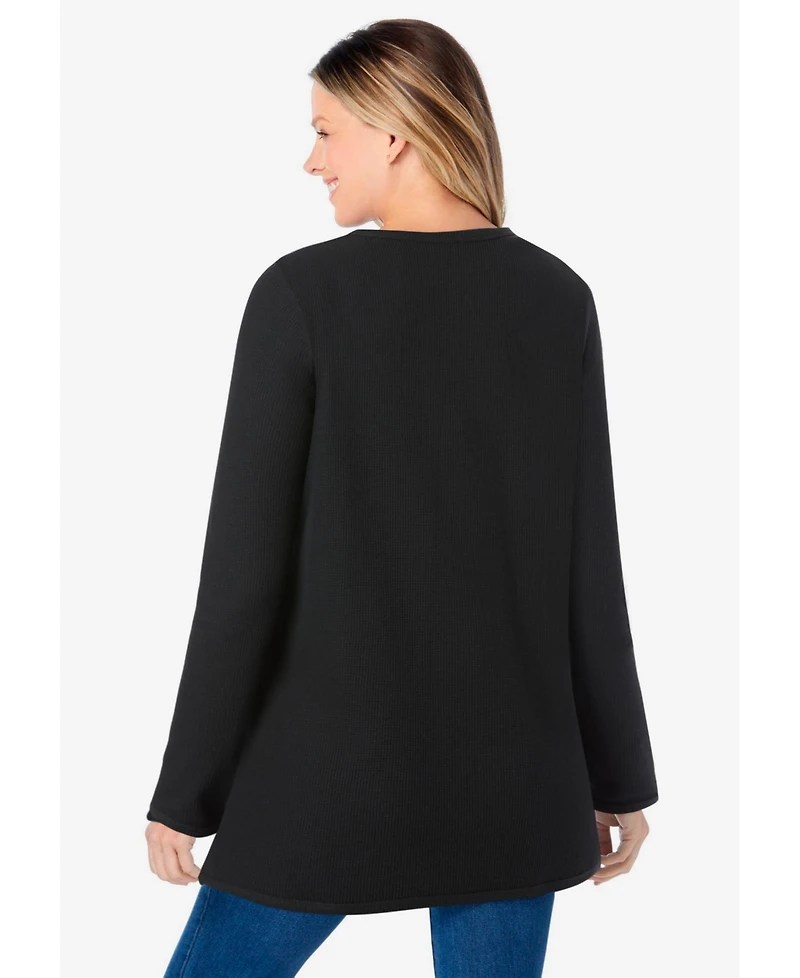 Woman Within Women's Waffle Thermal Sweatshirt