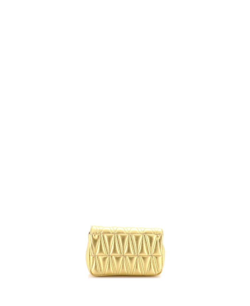 Pre-Owned Versace Mini Virtus Chain Flap Shoulder Bag Quilted Leather