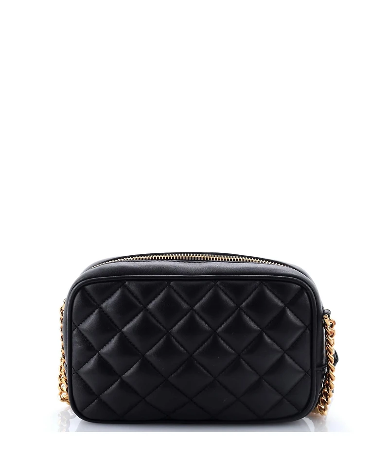 Pre-Owned Versace Small Medusa Icon Front Slip Pocket Camera Bag Quilted Leather
