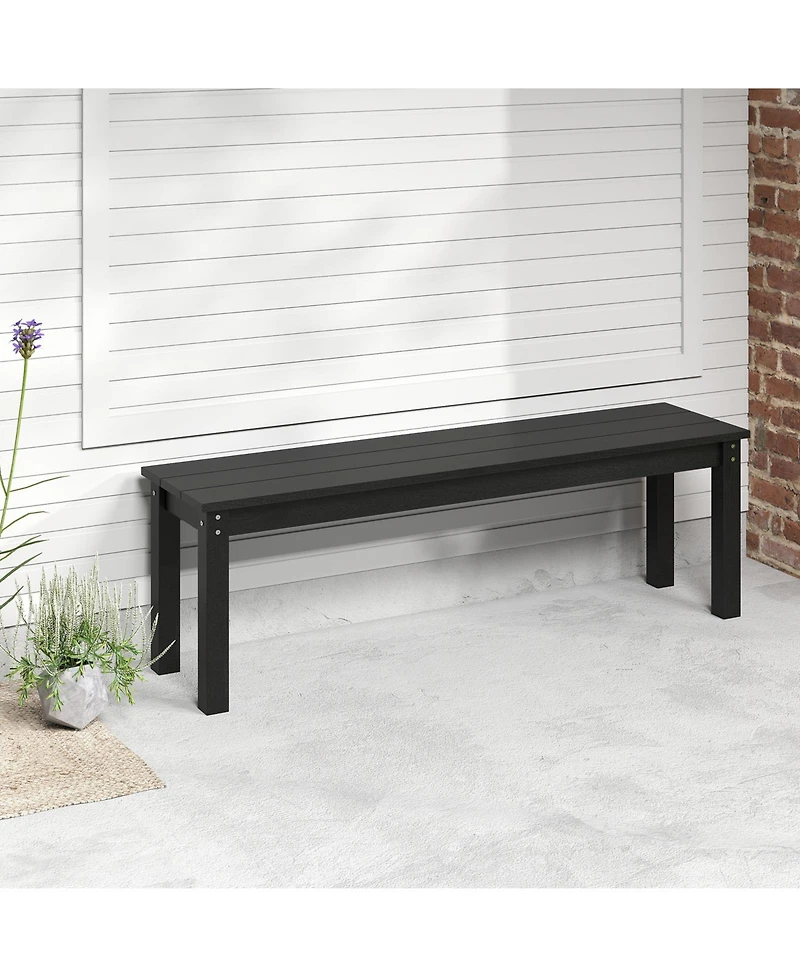 Gymax 55'' Hdpe Outdoor Bench for 2-3 People Weatherproof Backless Patio Garden