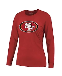 Majestic Women's Brock Purdy Scarlet San Francisco 49ers Player Name Number Long Sleeve T-Shirt