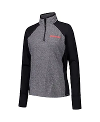 Camp David Women's Black/Heather Gray Nebraska Huskers Finalist Raglan Quarter-Zip Jacket