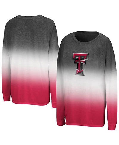 Colosseum Women's Heather Black Texas Tech Red Raiders Winkle Dip Dye Long Sleeve T-Shirt