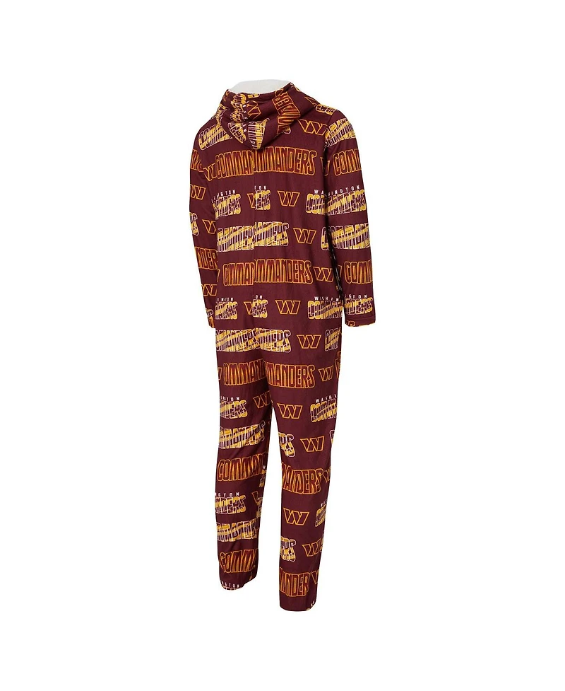 Concept Sport Men's Burgundy Washington Commanders Shuffle All-Over-Print Microfleece Full-Zip Union Suit
