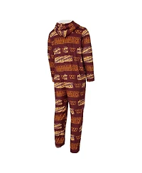 Concept Sport Men's Burgundy Washington Commanders Shuffle All-Over-Print Microfleece Full-Zip Union Suit