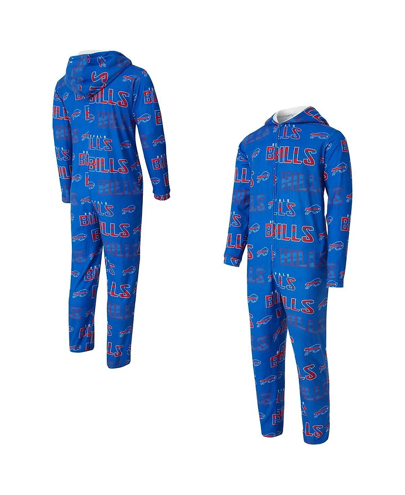 Concept Sport Men's Royal Buffalo Bills Shuffle All-Over-Print Microfleece Full-Zip Union Suit