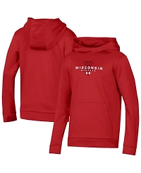 Under Armour Big Boys and Girls Red Wisconsin Badgers Team Fleece Pullover Hoodie