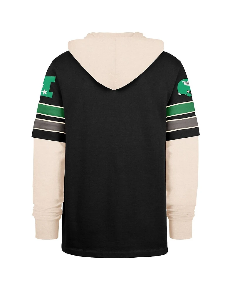 '47 Brand Men's Black Philadelphia Eagles Throwback Split Zone Cornerback Duo Hoodie